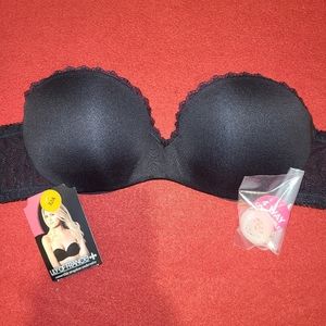 NWT Lily of France 4 way convertible black strapless bra. Size 32A.
